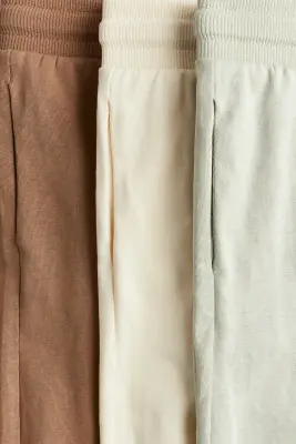Lot de 3 pantalons jogger - Vert clair/crème/marron