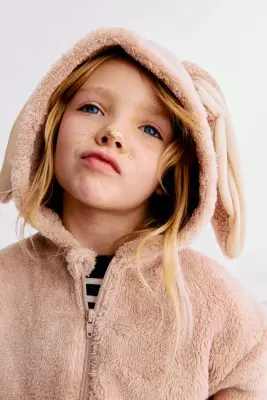 Veste de déguisement à capuche avec zip - Beige/lapin