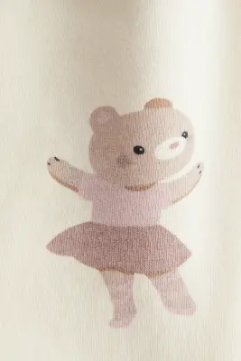 Legging imprimé avec intérieur brossé - Crème/ours qui dansent