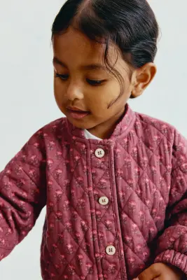 Veste matelassée en coton - Prune/fleuri