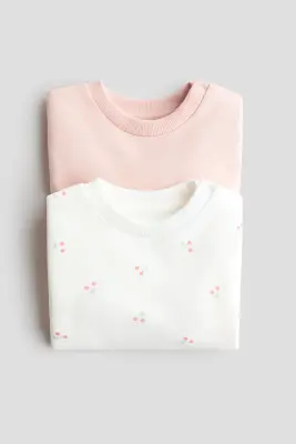 Lot de 2 sweats en coton - Rose clair/cerises