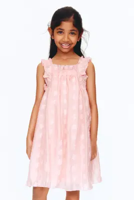 Robe jacquard volantée - Rose clair/fleurs