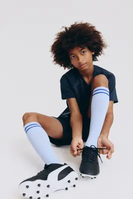 Ensemble de football 2 pièces DryMove™ - Bleu foncé/rayures bleu clair