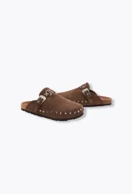 Sabot en cuir clouté Femme