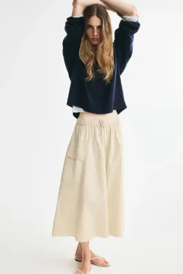 Jupe évasée en twill de coton - Beige clair