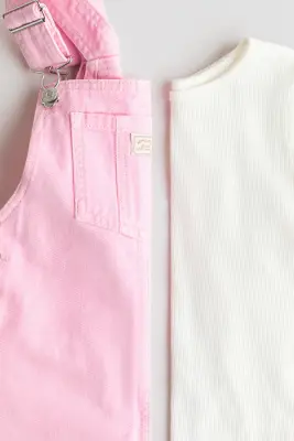 Ensemble 2 pièces en coton - Rose clair/crème