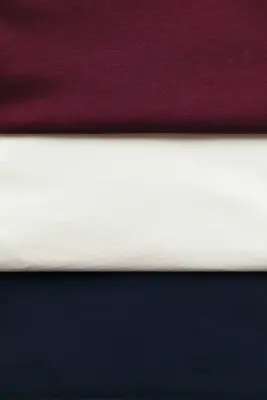 Lot de 3 T-shirts à manches longues - Bleu marine/crème/rouge foncé