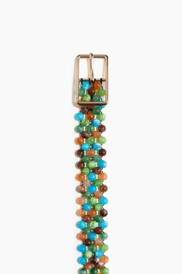 Ceinture de perles fantaisie - Bleu clair/vert