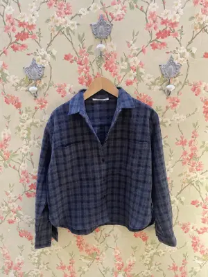 Nouveau ! POMANDÈRE Chemise À Carreaux 9279 Bleu Marine