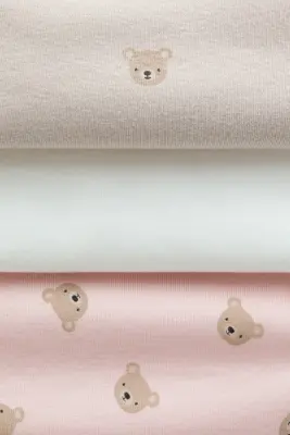 Lot de 3 bodies à encolure américaine - Beige clair/ours