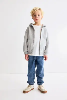 Pantalon jogger en denim de coton - Bleu denim