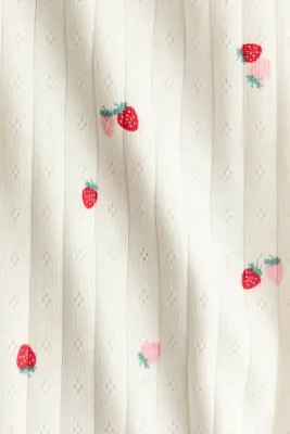 Pyjama en pointelle de coton - Crème/fraises