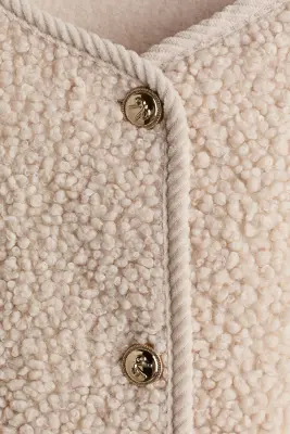 Gilet en tissu Teddy bear avec détails côtelés - Beige