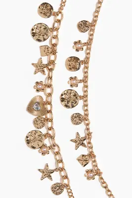 Collier à deux rangs avec charms - Doré