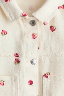 Veste en twill à motif - Crème/fraises