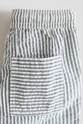 Pantalon en seersucker de coton - Bleu marine/rayures blanches