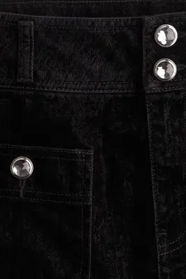 Minijupe avec boutons à strass - Noir