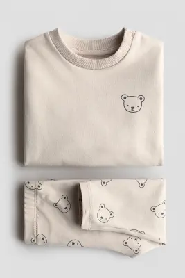 Ensemble 2 pièces avec sweat et legging - Beige clair/ours