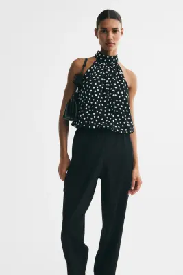 Top à effet boule - Noir/pois
