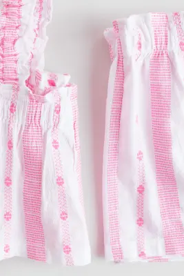 Ensemble 2 pièces top et short - Rose clair/rayures blanches