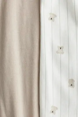 Lot de 2 pyjamas zippés - Beige clair/blanc
