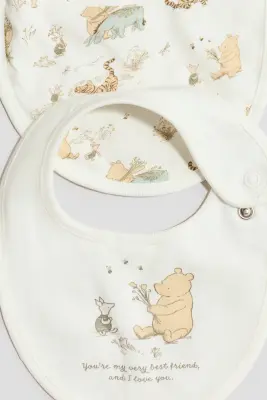 Lot de 2 bavoirs imprimés en coton - Blanc/Winnie l'ourson