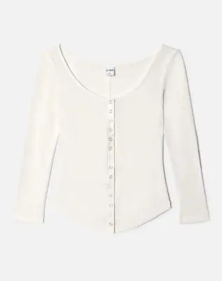 Nouveau ! RE/DONE Top Olivia Vintage White
