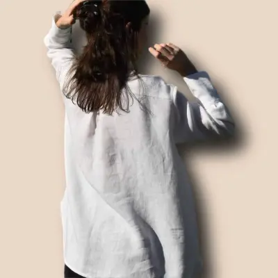 Chemisier Zusie en lin Blanc
