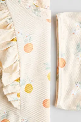 Ensemble de bain imprimé - Beige clair/agrumes