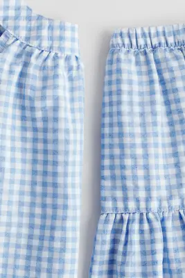 Ensemble 2 pièces avec top et jupe - Bleu/vichy