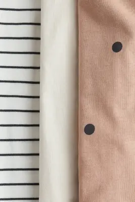 Lot de 3 pyjamas en coton - Beige/rayé