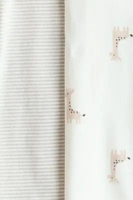Lot de 2 pyjamas imprimés et zippés - Beige clair/girafe