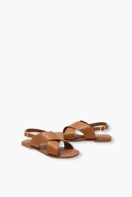 Sandales en cuir effet croco