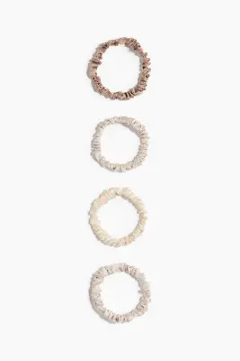 Lot de 4 chouchous en soie - Beige/grège clair