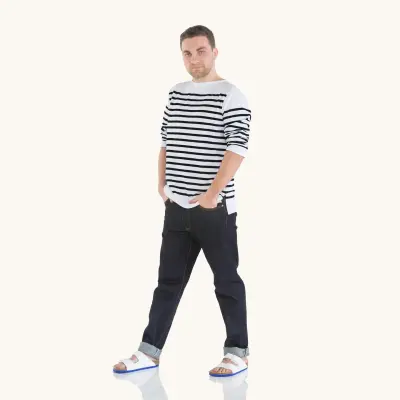 La marinière marine nationale Blanc / Noir homme