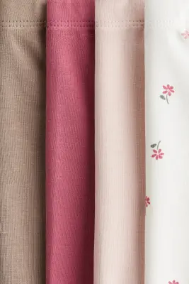 Lot de 4 leggings en jersey de coton - Rose/fleuri