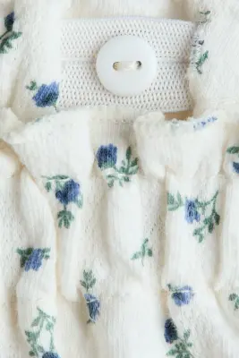 Pantalon en jersey texturé - Blanc/fleuri