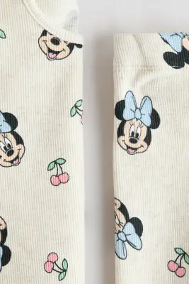 Ensemble imprimé 2 pièces en coton - Beige clair/Minnie