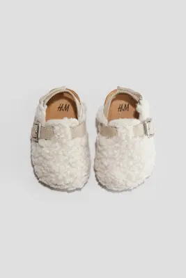 Mules d'intérieur en tissu Teddy bear - Beige clair