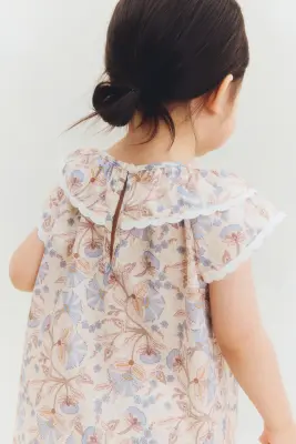 Ensemble 2 pièces en coton - Beige clair/fleuri