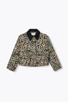 Veste courte jacquard fleurs
