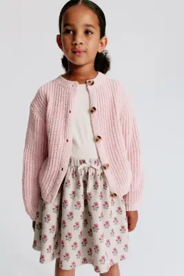 Jupe évasée en twill - Crème/fleuri