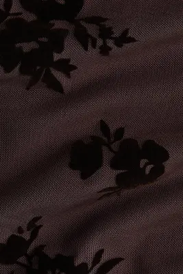 Top asymétrique avec imprimé floqué - Marron foncé