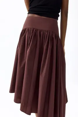 Jupe midi asymétrique - Marron foncé