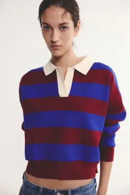 Polo oversize - Bleu vif/rayé