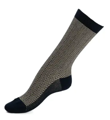 Chaussettes chevron marine beige or