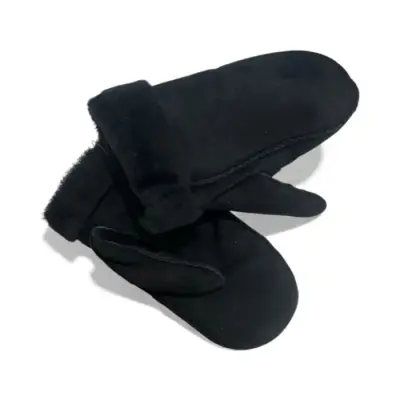 Moufles Cuir & Fourrure Noire