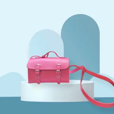 Petite Besace Workwear en Cuir Rose Pop