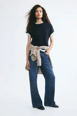 T-shirt en maille - Bleu marine