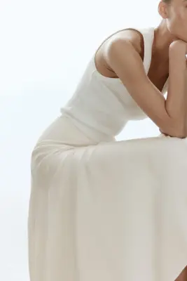 Jupe asymétrique en viscose - Crème